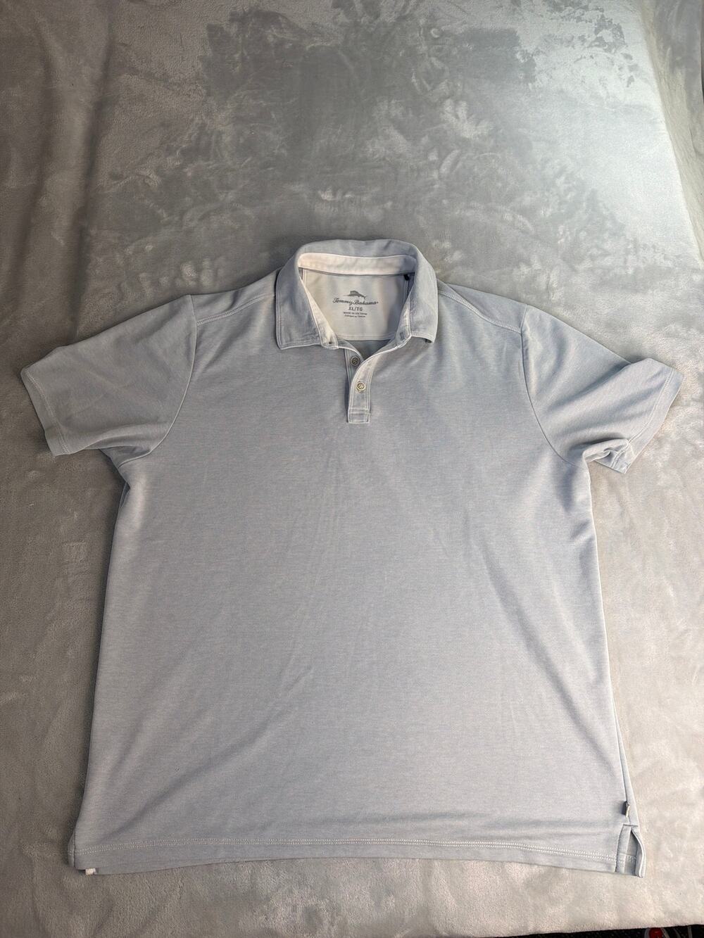 Tommy Bahama Shoreline Surf Polo Shirt Mens XL Grey Tencel Blend Short Sleeve